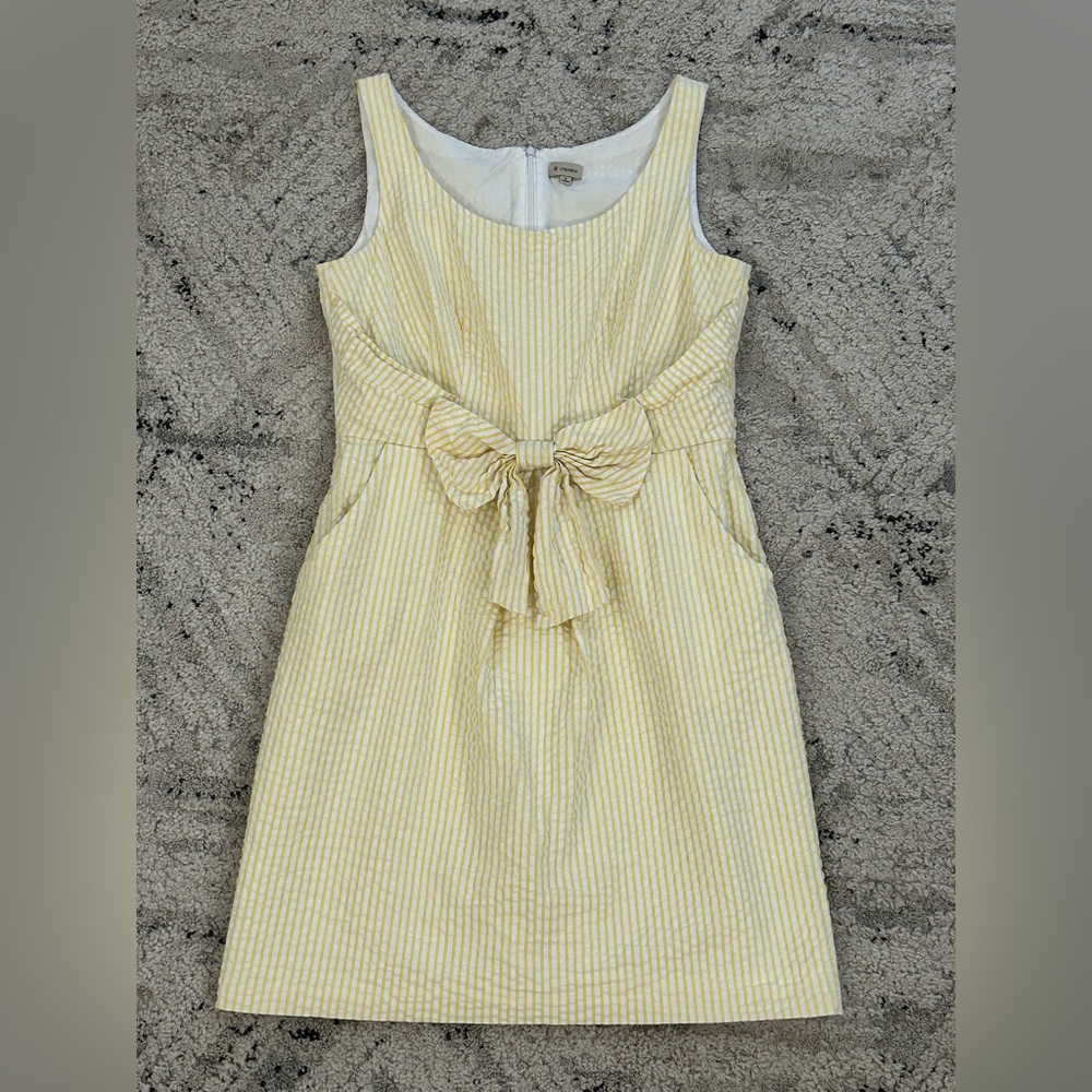 Daniel Cremieux Yellow and White Sleeveless Midi Dress